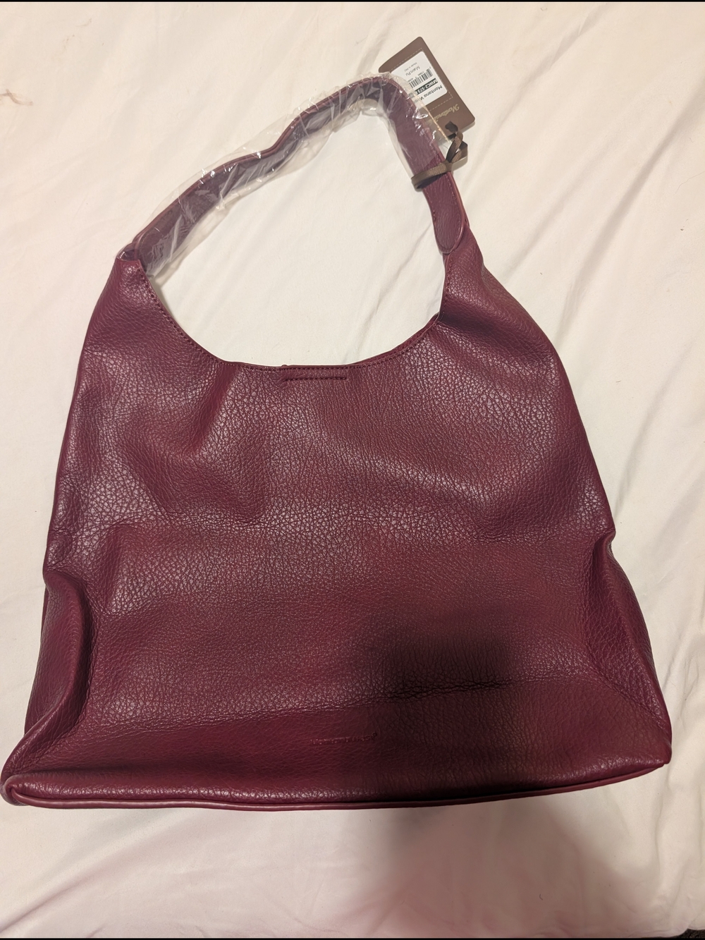 Montana West Burgundy Pebbled Leather Hobo Shoulder Bag